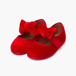 Red Bow Velvet Shoe